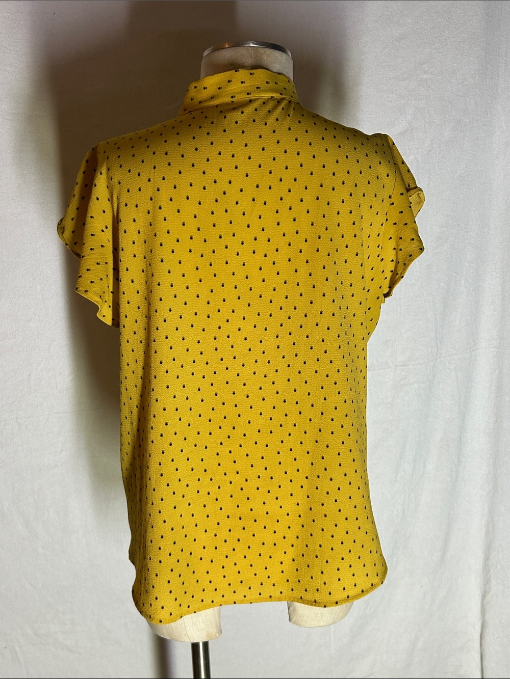 Sweet Wanderer Mustard Yellow Polka Dot Tie-Neck Blouse - Picture 3 of 4